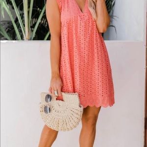 Coral lace romper